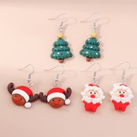 1 Pair Fashion Christmas Tree Santa Claus Epoxy Plastic Drop Earrings main image 3