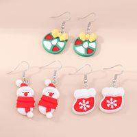 1 Pair Fashion Christmas Tree Santa Claus Epoxy Plastic Drop Earrings sku image 2