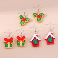 1 Pair Fashion Christmas Tree Santa Claus Epoxy Plastic Drop Earrings sku image 1