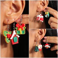 1 Par Moda Árbol De Navidad Papá Noel Epoxy El Plastico Pendientes De Gota main image 1