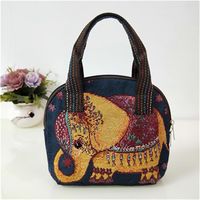 Women's Medium All Seasons Cotton And Linen Animal Fashion Shell Zipper Handbag sku image 7