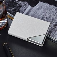 Fashion Leather Stainless Steel Thin Business Card Case main image 2