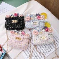Girl's Small Woolen Flower Fashion Square Lock Clasp Crossbody Bag main image 1