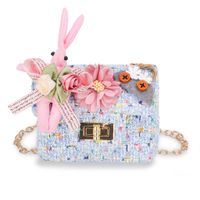 Girl's Small Woolen Flower Fashion Square Lock Clasp Crossbody Bag sku image 4