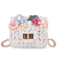 Girl's Small Woolen Flower Fashion Square Lock Clasp Crossbody Bag sku image 3