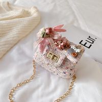 Girl's Small Woolen Flower Fashion Square Lock Clasp Crossbody Bag main image 3