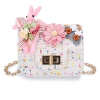 Girl's Small Woolen Flower Fashion Square Lock Clasp Crossbody Bag sku image 2