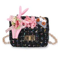 Girl's Small Woolen Flower Fashion Square Lock Clasp Crossbody Bag sku image 6