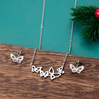 Fashion Butterfly Stainless Steel Hollow Out Jewelry Set 1 Set main image 6