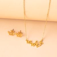 Fashion Butterfly Stainless Steel Hollow Out Jewelry Set 1 Set main image 3