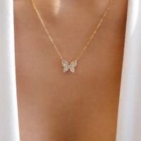 Fashion Cross Butterfly Alloy Rhinestones Women's Pendant Necklace 1 Piece main image 2