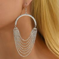 Casual Round Rhinestone Tassel Inlay Rhinestones Women's Drop Earrings 1 Pair main image 4