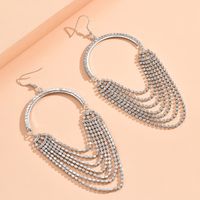 Casual Round Rhinestone Tassel Inlay Rhinestones Women's Drop Earrings 1 Pair main image 3