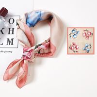 Women's Elegant Fashion Printing Satin Printing Silk Scarves sku image 7