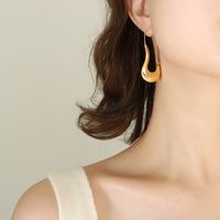 Simple Titanium Steel Plated 18k Gold Geometric Heterosexual Earrings sku image 2