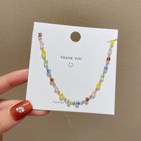 Fashion Gold Crystal Color Alloy Necklace Clavicle Chain Female sku image 2