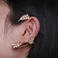 Fashion Elegant Shining Diamond Feather Zircon Inlaid One-piece Ear Clip sku image 2