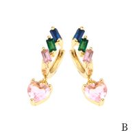 1 Pair Luxurious Shiny Pentagram Heart Shape Plating Inlay Copper Zircon 18k Gold Plated Drop Earrings sku image 2
