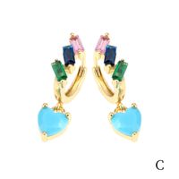1 Pair Luxurious Shiny Pentagram Heart Shape Plating Inlay Copper Zircon 18k Gold Plated Drop Earrings main image 7