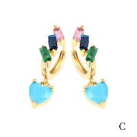 1 Pair Luxurious Shiny Pentagram Heart Shape Plating Inlay Copper Zircon 18k Gold Plated Drop Earrings sku image 3