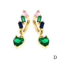 1 Pair Luxurious Shiny Pentagram Heart Shape Plating Inlay Copper Zircon 18k Gold Plated Drop Earrings sku image 4