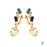 1 Pair Luxurious Shiny Pentagram Heart Shape Plating Inlay Copper Zircon 18k Gold Plated Drop Earrings sku image 6