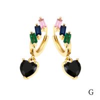 1 Pair Luxurious Shiny Pentagram Heart Shape Plating Inlay Copper Zircon 18k Gold Plated Drop Earrings sku image 7