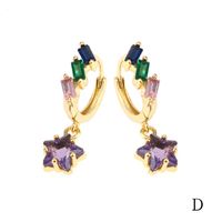 1 Pair Luxurious Shiny Pentagram Heart Shape Plating Inlay Copper Zircon 18k Gold Plated Drop Earrings sku image 13