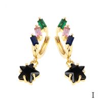 1 Pair Luxurious Shiny Pentagram Heart Shape Plating Inlay Copper Zircon 18k Gold Plated Drop Earrings sku image 18