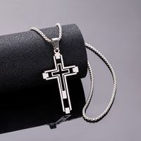 Hip-hop Cross Stainless Steel Hollow Out Pendant Necklace 1 Piece main image 11