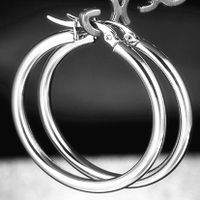 Classic Style Titanium Steel Hypoallergenic Circle Earrings sku image 9