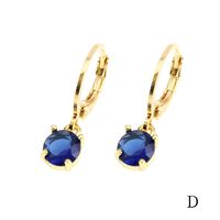 1 Pair Simple Style Shiny Round Square Plating Inlay Copper Zircon 18k Gold Plated Drop Earrings main image 8