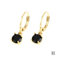 1 Pair Simple Style Shiny Round Square Plating Inlay Copper Zircon 18k Gold Plated Drop Earrings sku image 8