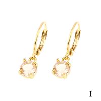 1 Pair Simple Style Shiny Round Square Plating Inlay Copper Zircon 18k Gold Plated Drop Earrings sku image 9