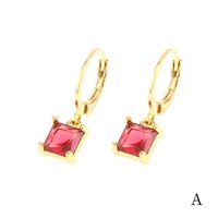 1 Pair Simple Style Shiny Round Square Plating Inlay Copper Zircon 18k Gold Plated Drop Earrings main image 5