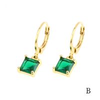 1 Pair Simple Style Shiny Round Square Plating Inlay Copper Zircon 18k Gold Plated Drop Earrings main image 3
