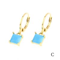 1 Pair Simple Style Shiny Round Square Plating Inlay Copper Zircon 18k Gold Plated Drop Earrings main image 4