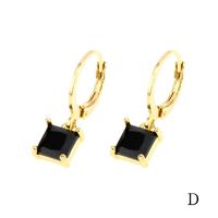 1 Pair Simple Style Shiny Round Square Plating Inlay Copper Zircon 18k Gold Plated Drop Earrings main image 2