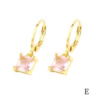 1 Pair Simple Style Shiny Round Square Plating Inlay Copper Zircon 18k Gold Plated Drop Earrings sku image 14