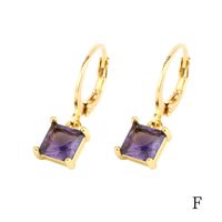 1 Pair Simple Style Shiny Round Square Plating Inlay Copper Zircon 18k Gold Plated Drop Earrings sku image 15