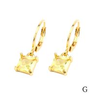 1 Pair Simple Style Shiny Round Square Plating Inlay Copper Zircon 18k Gold Plated Drop Earrings sku image 16