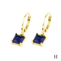 1 Pair Simple Style Shiny Round Square Plating Inlay Copper Zircon 18k Gold Plated Drop Earrings sku image 17