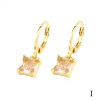 1 Pair Simple Style Shiny Round Square Plating Inlay Copper Zircon 18k Gold Plated Drop Earrings sku image 18