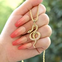 Elegant Snake Copper Plating Zircon Pendant Necklace main image 10