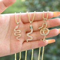 Elegant Snake Copper Plating Zircon Pendant Necklace main image 1