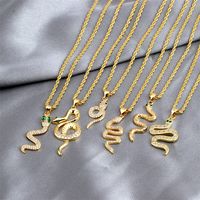 Elegant Snake Copper Plating Zircon Pendant Necklace main image 9