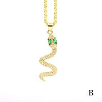 Elegant Snake Copper Plating Zircon Pendant Necklace sku image 4