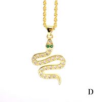 Elegant Snake Copper Plating Zircon Pendant Necklace sku image 2