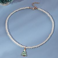 Glam Christmas Tree Alloy Beaded Artificial Pearls Women's Necklace 1 Piece sku image 1
