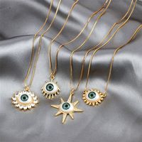 Fashion Devil's Eye Copper Inlay Resin Zircon Pendant Necklace main image 1